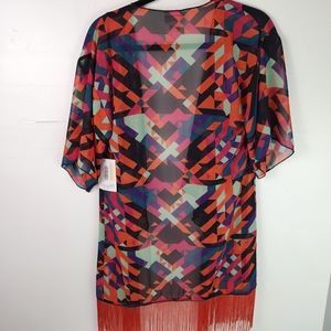 LuLaRoe Monroe Small Fringed Kimono NWT open front S